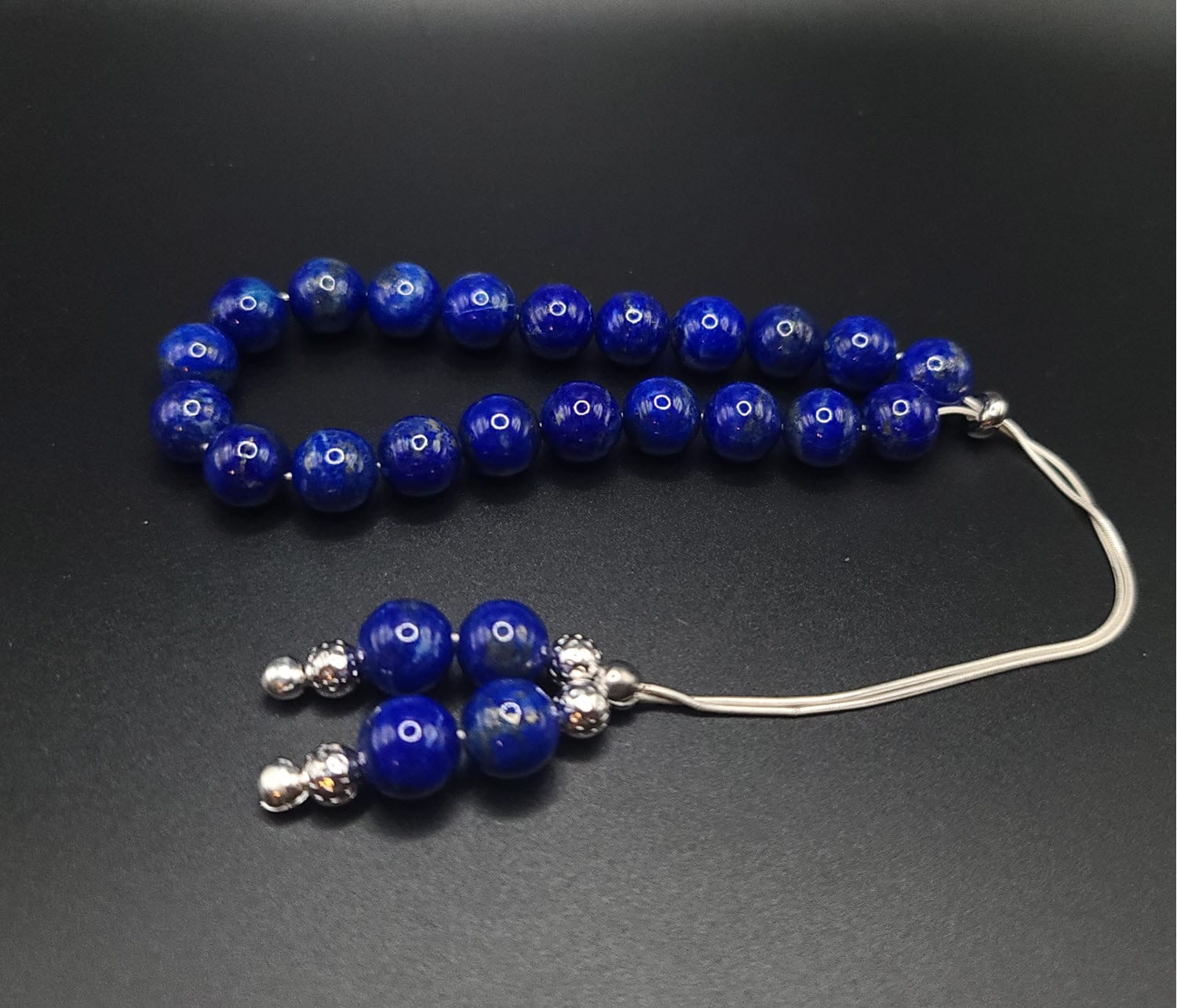 Lapis Lazuli on Sterling Silver Komboloi - Greek Worry Beads