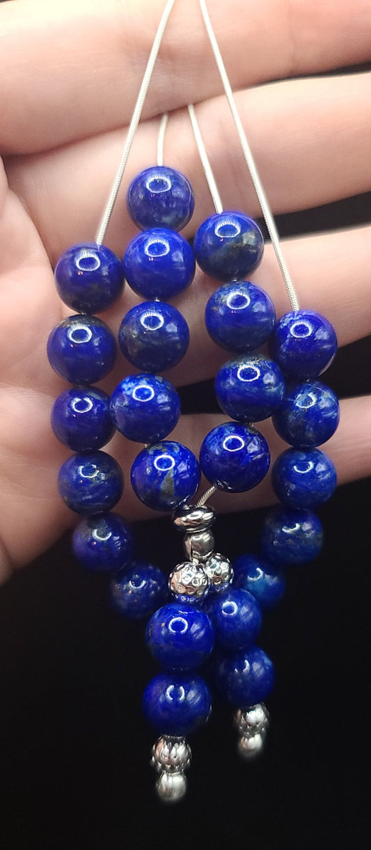 Lapis Lazuli on Sterling Silver Komboloi - Greek Worry Beads