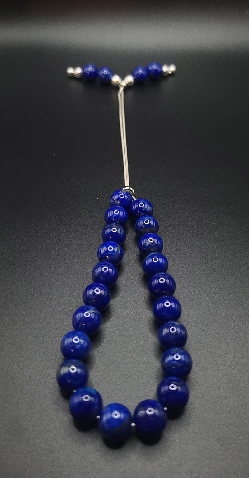 Lapis Lazuli on Sterling Silver Komboloi - Greek Worry Beads