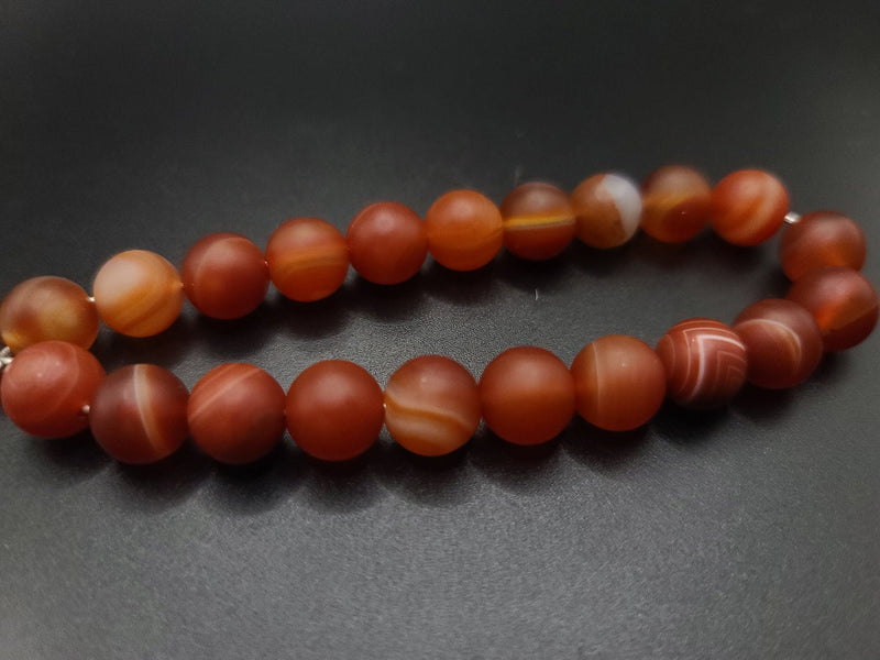 Red Sardonyx on Sterling Silver Komboloi - Greek Worry Beads