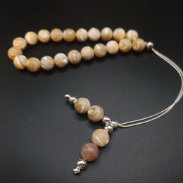 Mother Of Pearl on Sterling Silver Komboloi - Greek Worry Beads