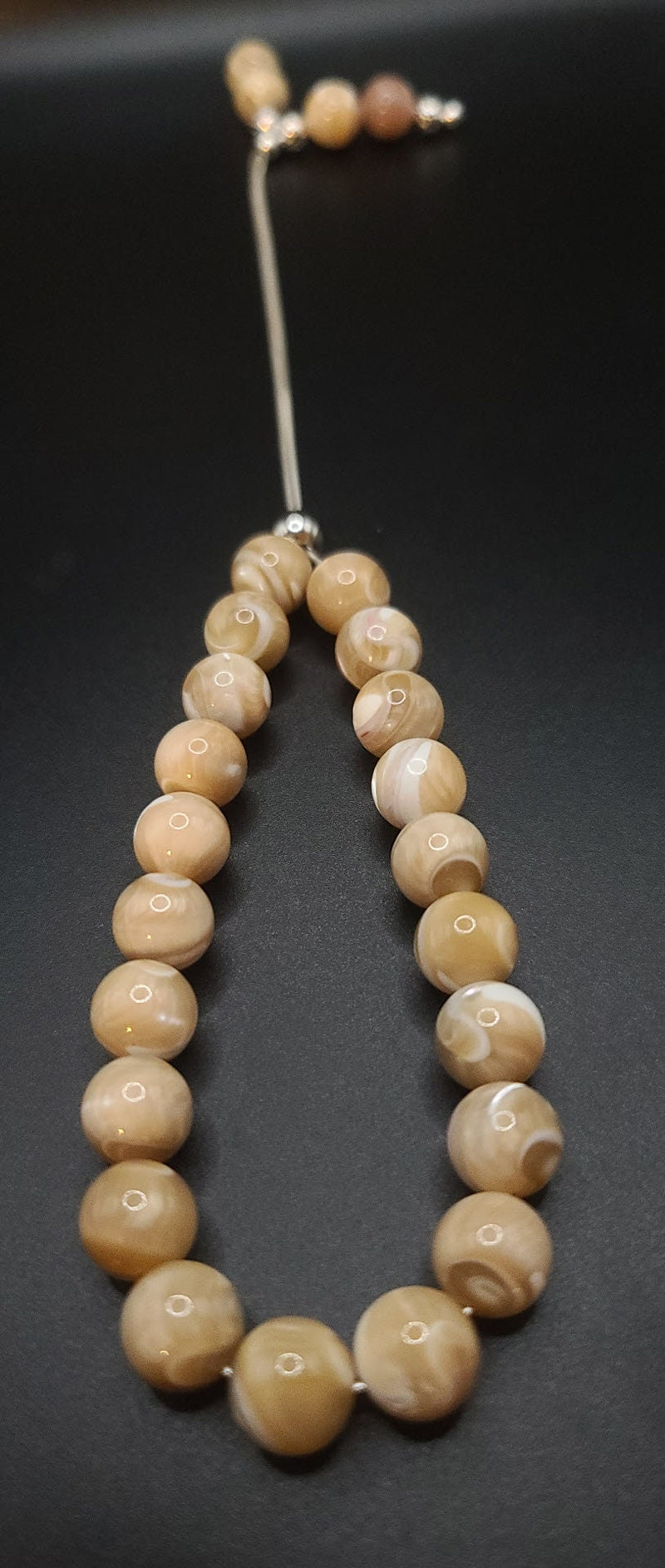 Mother Of Pearl on Sterling Silver Komboloi - Greek Worry Beads