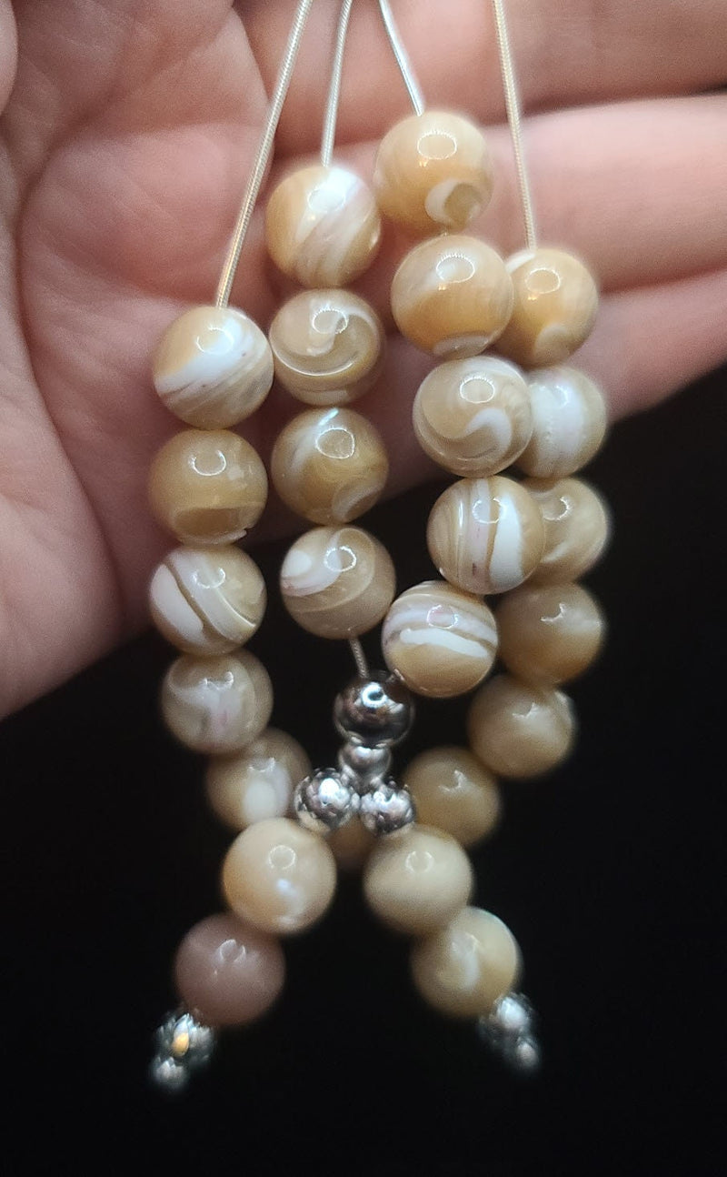 Mother Of Pearl on Sterling Silver Komboloi - Greek Worry Beads